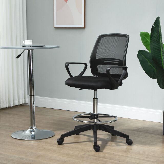 VINSETTO Draughtsman Chair Tall Office Chair with Adjustable Height in Black - image 1