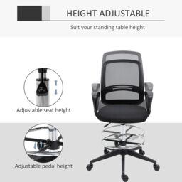 VINSETTO Draughtsman Chair Tall Office Chair with Adjustable Height in Black - thumbnail 5