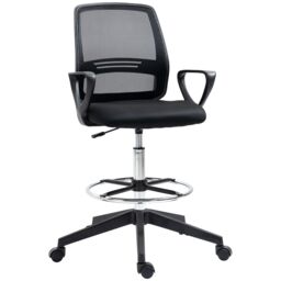 VINSETTO Draughtsman Chair Tall Office Chair with Adjustable Height in Black - thumbnail 2