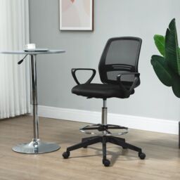 VINSETTO Draughtsman Chair Tall Office Chair with Adjustable Height in Black - thumbnail 1