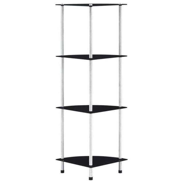 Berkfield Home 4-Tier Shelf Black 30x30x100 cm Tempered Glass - Size: 30 x 30 x 100 cm