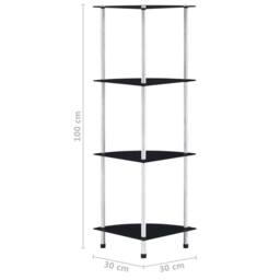 Berkfield Home 4-Tier Shelf Black 30x30x100 cm Tempered Glass - Size: 30 x 30 x 100 cm - thumbnail 6