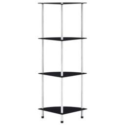 Berkfield Home 4-Tier Shelf Black 30x30x100 cm Tempered Glass - Size: 30 x 30 x 100 cm