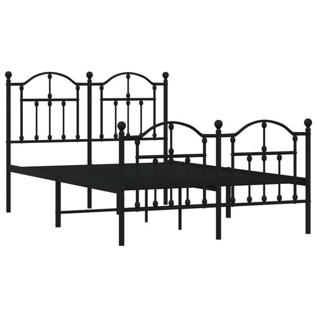 Berkfield Home Metal Bed Frame with Headboard & Footboard Black 120x200 cm - Size: Small Double - image 1
