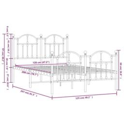 Berkfield Home Metal Bed Frame with Headboard & Footboard Black 120x200 cm - Size: Small Double - thumbnail 9