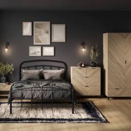Lemon Pavilion Furniture Stockholm Chevron 1 Door Wardrobe - L58 x W50 x H190 cm in Brown - Size: 1 Pack - thumbnail 6