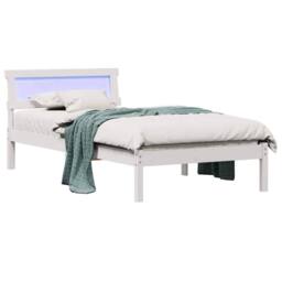 Berkfield Home Modern with LED Strip Lights with Headboard White 90 x 190 cm Sol - thumbnail 1