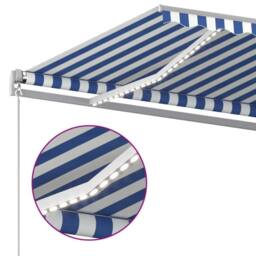 Berkfield Home Manual Retractable Awning with LED 500x350 cm Blue & White - thumbnail 5