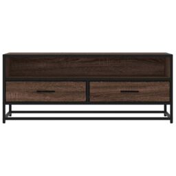Berkfield Home TV Cabinet Brown Oak 100x34.5x40 cm Engineered Wood & Metal - thumbnail 4