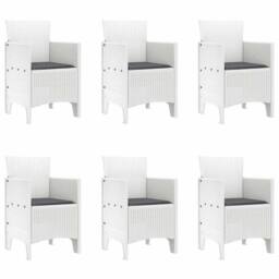 Berkfield Home Modern 7 Piece Garden Dining Set with Cushions White Poly Rattan - thumbnail 5