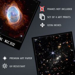 Artery8 Wall Art Print Pack of 4 NASA James Webb Space Telescope Southern Ring Carina Nebula Cosmic Cliffs Deep Field Images Living Room s Set - thumbnail 4