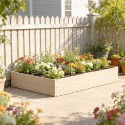 OUTSUNNY Wooden Raised Bed for Garden, 620L Extra Large Raised Garden Bed in Natural - thumbnail 1