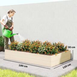 OUTSUNNY Wooden Raised Bed for Garden, 620L Extra Large Raised Garden Bed in Natural - thumbnail 3
