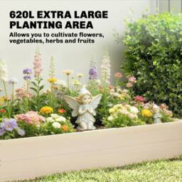 OUTSUNNY Wooden Raised Bed for Garden, 620L Extra Large Raised Garden Bed in Natural - thumbnail 4