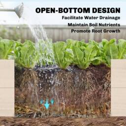 OUTSUNNY Wooden Raised Bed for Garden, 620L Extra Large Raised Garden Bed in Natural - thumbnail 5