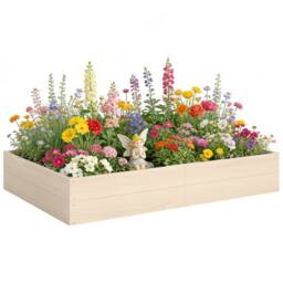 OUTSUNNY Wooden Raised Bed for Garden, 620L Extra Large Raised Garden Bed in Natural - thumbnail 2