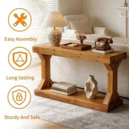 VOGREX Narrow Console Table Wood Accent Sofa Entryway Table in Brown - thumbnail 7