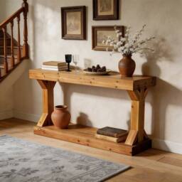 VOGREX Narrow Console Table Wood Accent Sofa Entryway Table in Brown - thumbnail 2