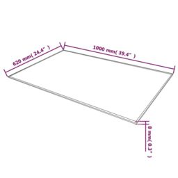 Berkfield Home Table Top Tempered Glass Rectangular 1000x620 mm in Black - thumbnail 4