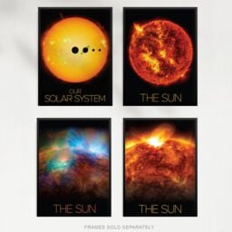 Artery8 Pack of 4 NASA Our Solar System The Sun & Planets Size Comparison Solar Flares & X-Ray Image Unframed Wall Art Living Room Prints Set - thumbnail 5