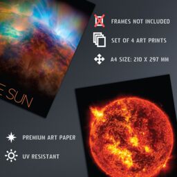 Artery8 Pack of 4 NASA Our Solar System The Sun & Planets Size Comparison Solar Flares & X-Ray Image Unframed Wall Art Living Room Prints Set - thumbnail 4