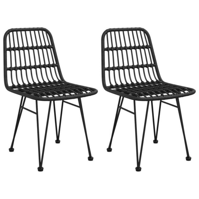 Berkfield Home Garden Chairs 2 pcs Black 48x62x84 cm PE Rattan - Size: 48 x 62 x 84 cm - image 1
