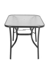 H&O Direct Rectangle Tempered Glass Outdoor Coffee Table with Parasol Hole in Black - thumbnail 5