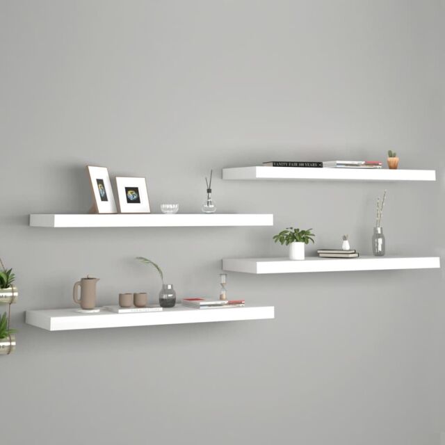 Berkfield Home Floating Wall Shelves 4 pcs White 80x23.5x3.8 cm MDF - image 1