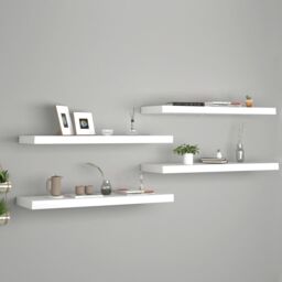 Berkfield Home Floating Wall Shelves 4 pcs White 80x23.5x3.8 cm MDF - thumbnail 1