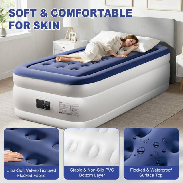 EONLION Blue 190*99*45cm Inflatable Air Bed Mattress - Size: Single - image 1