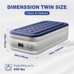 EONLION Blue 190*99*45cm Inflatable Air Bed Mattress - Size: Single - thumbnail 2
