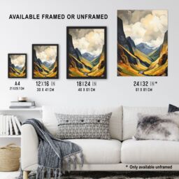 Artery8 Glencoe Gorge Sunlight Breaking Through Clouds Oil Painting National Park Reserve Large Wall Unframed Art Poster Print Thick Paper 18X24 Inch - thumbnail 3