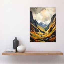 Artery8 Glencoe Gorge Sunlight Breaking Through Clouds Oil Painting National Park Reserve Large Wall Unframed Art Poster Print Thick Paper 18X24 Inch - thumbnail 4