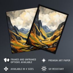 Artery8 Glencoe Gorge Sunlight Breaking Through Clouds Oil Painting National Park Reserve Large Wall Unframed Art Poster Print Thick Paper 18X24 Inch - thumbnail 2