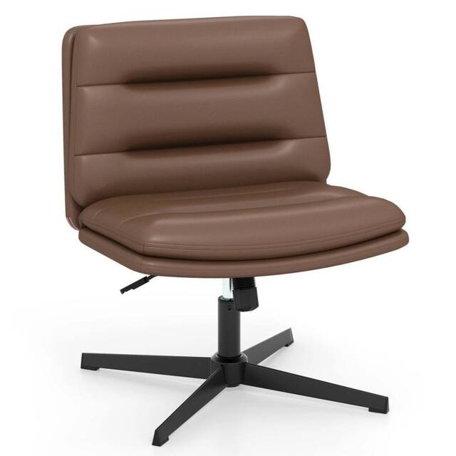 Kelvenix PU Leather Wide Swivel Computer Task Chair in Brown - Size: 0.6m2 - image 1