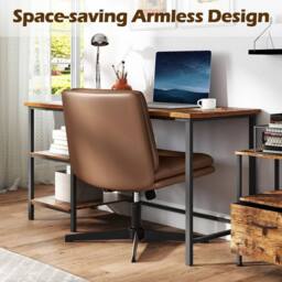 Kelvenix PU Leather Wide Swivel Computer Task Chair in Brown - Size: 0.6m2 - thumbnail 4