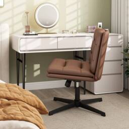 Kelvenix PU Leather Wide Swivel Computer Task Chair in Brown - Size: 0.6m2 - thumbnail 3