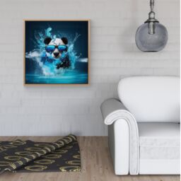"Warren Reed - Designer Panda With Glasses Splashart Water Framed Canvas in Light Brown - Size: W16"" x H16""" - thumbnail 2