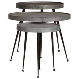 Berkfield Home Durable Coffee Table¬†3 pcs Silver Engineered Wood - thumbnail 3