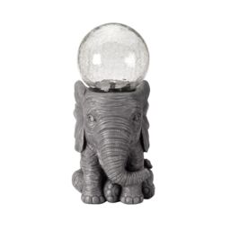 mysmartbuy Solar Powered LED Elephant Garden Ornament with Light Up Glass Ball in Grey - thumbnail 5