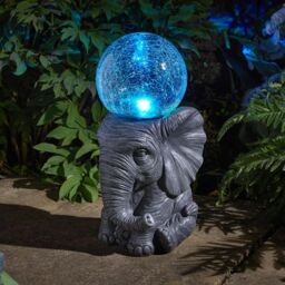 mysmartbuy Solar Powered LED Elephant Garden Ornament with Light Up Glass Ball in Grey - thumbnail 2