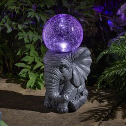 mysmartbuy Solar Powered LED Elephant Garden Ornament with Light Up Glass Ball in Grey - thumbnail 3