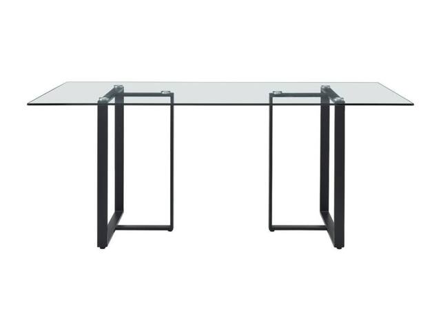 Vente-unique 6-Seat Dining Table - Tempered Glass & Metal - Transparent & Black in Clear - image 1