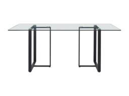 Vente-unique 6-Seat Dining Table - Tempered Glass & Metal - Transparent & Black in Clear - thumbnail 1