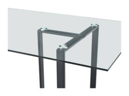 Vente-unique 6-Seat Dining Table - Tempered Glass & Metal - Transparent & Black in Clear - thumbnail 6