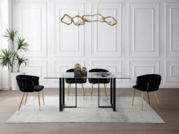 Vente-unique 6-Seat Dining Table - Tempered Glass & Metal - Transparent & Black in Clear - thumbnail 8