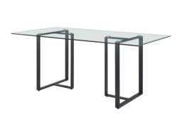 Vente-unique 6-Seat Dining Table - Tempered Glass & Metal - Transparent & Black in Clear - thumbnail 5