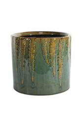 KDMD Green Fern Hortus Albany Glaze Pot 21 x 19cm - Size: 21 x 19 cm - thumbnail 1