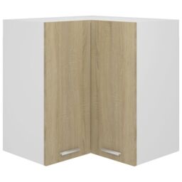 Berkfield Home Hanging Corner Cabinet Sonoma Oak 57x57x60 cm Engineered Wood in Brown - Size: 57 x 57 x 60 cm - thumbnail 1