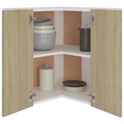 Berkfield Home Hanging Corner Cabinet Sonoma Oak 57x57x60 cm Engineered Wood in Brown - Size: 57 x 57 x 60 cm - thumbnail 4